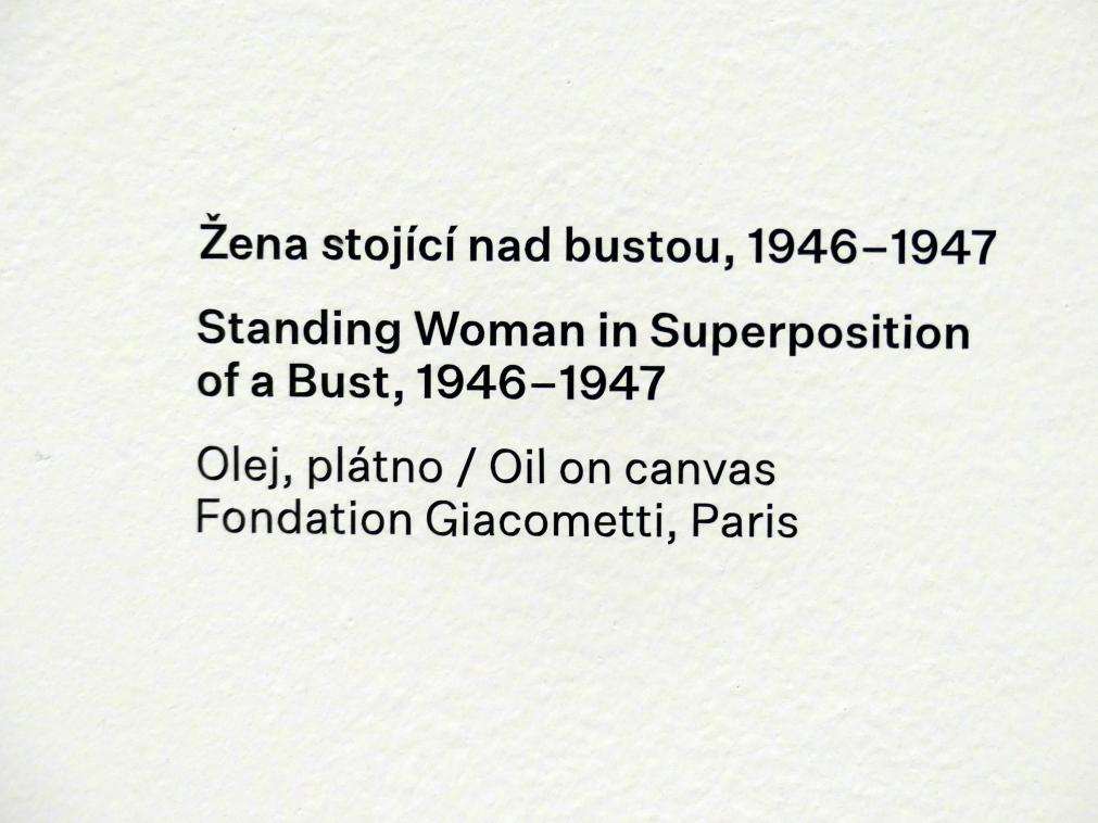 Alberto Giacometti (1914–1965), Stehende Frau neben Büste, Prag, Nationalgalerie im Messepalast, Ausstellung "Alberto Giacometti" vom 18.07.-01.12.2019, Köpfe, 1946–1947, Bild 3/3