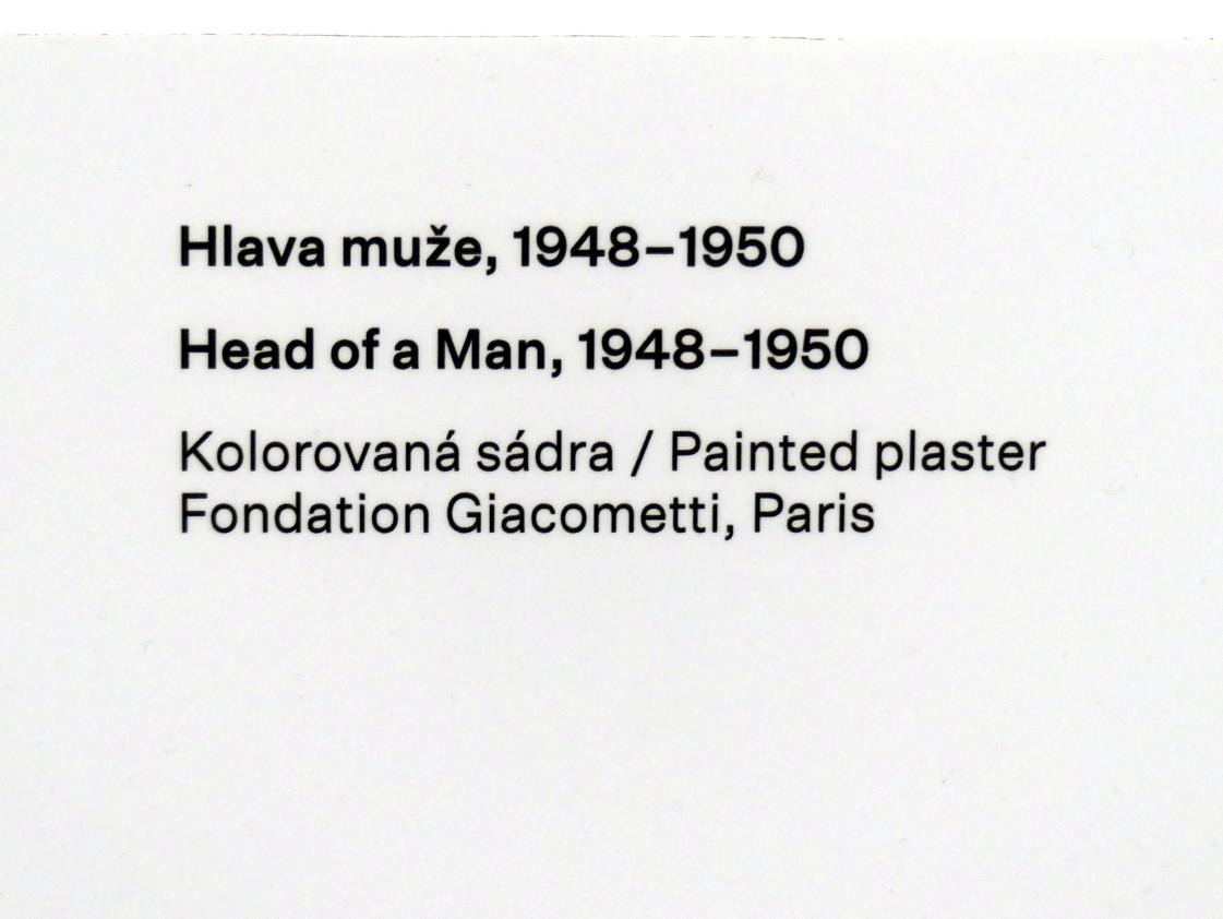 Alberto Giacometti (1914–1965), Kopf eines Mannes, Prag, Nationalgalerie im Messepalast, Ausstellung "Alberto Giacometti" vom 18.07.-01.12.2019, Köpfe, 1948–1950, Bild 4/4