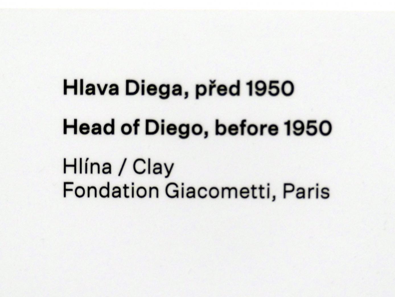 Alberto Giacometti (1914–1965), Kopf von Diego, Prag, Nationalgalerie im Messepalast, Ausstellung "Alberto Giacometti" vom 18.07.-01.12.2019, Köpfe, vor 1950, Bild 4/4