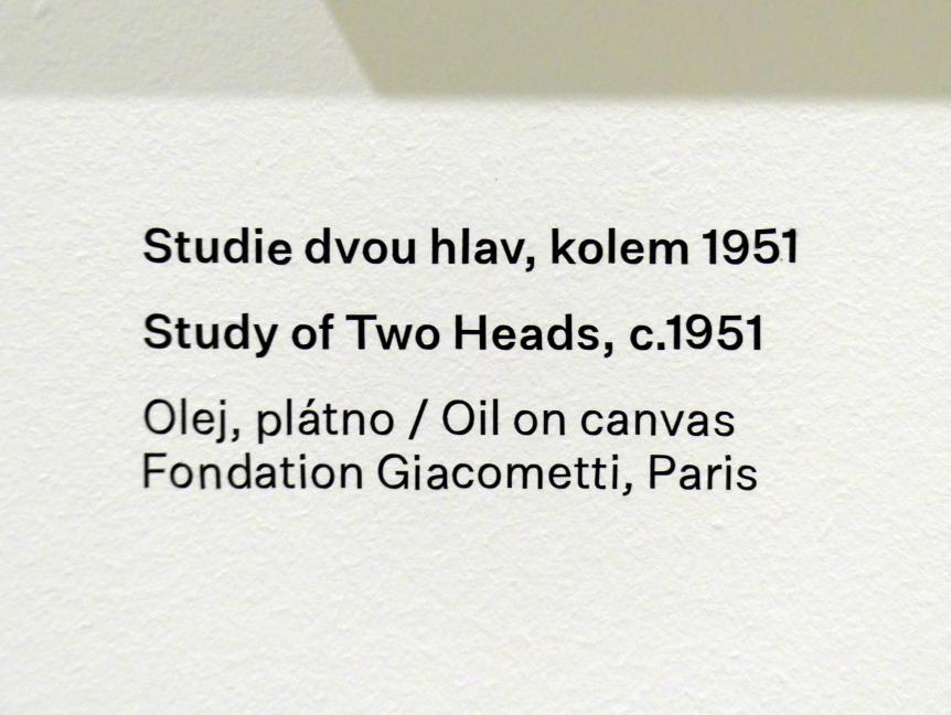 Alberto Giacometti (1914–1965), Studie zweier Köpfe, Prag, Nationalgalerie im Messepalast, Ausstellung "Alberto Giacometti" vom 18.07.-01.12.2019, Köpfe, um 1951, Bild 3/3