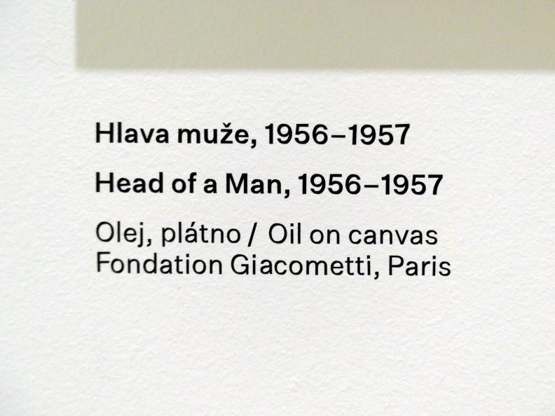 Alberto Giacometti (1914–1965), Kopf eines Mannes, Prag, Nationalgalerie im Messepalast, Ausstellung "Alberto Giacometti" vom 18.07.-01.12.2019, Köpfe, um 1956–1957, Bild 3/3