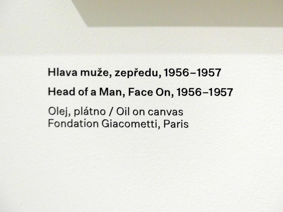 Alberto Giacometti (1914–1965), Angesicht eines Mannes, Prag, Nationalgalerie im Messepalast, Ausstellung "Alberto Giacometti" vom 18.07.-01.12.2019, Köpfe, 1956–1957, Bild 3/3