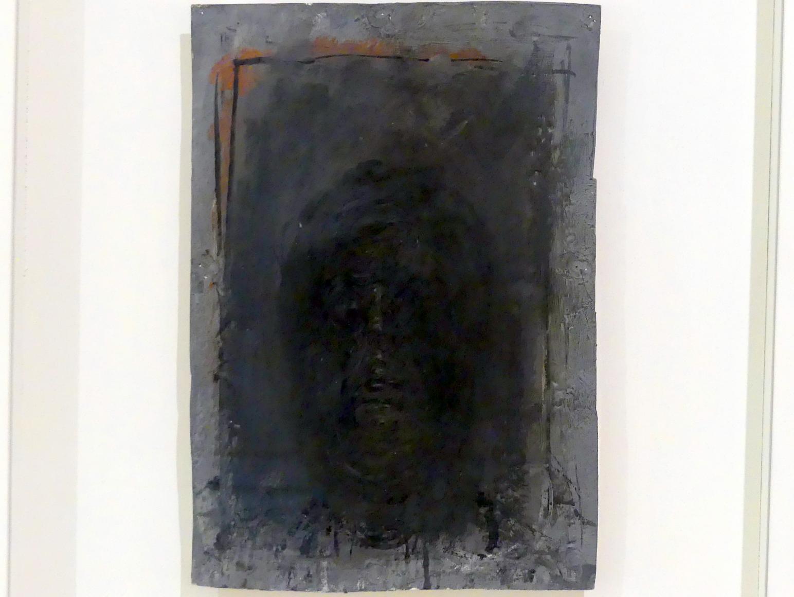 Alberto Giacometti (1914–1965), Angesicht eines Mannes, Prag, Nationalgalerie im Messepalast, Ausstellung "Alberto Giacometti" vom 18.07.-01.12.2019, Köpfe, 1956–1957, Bild 2/3