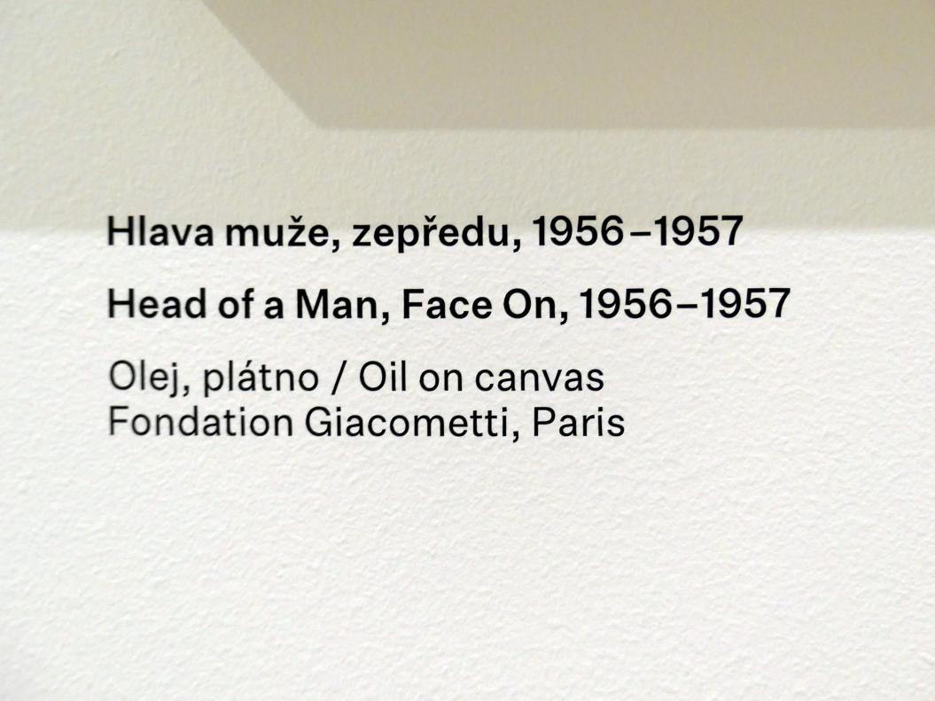 Alberto Giacometti (1914–1965), Angesicht eines Mannes, Prag, Nationalgalerie im Messepalast, Ausstellung "Alberto Giacometti" vom 18.07.-01.12.2019, Köpfe, 1956–1957, Bild 3/3