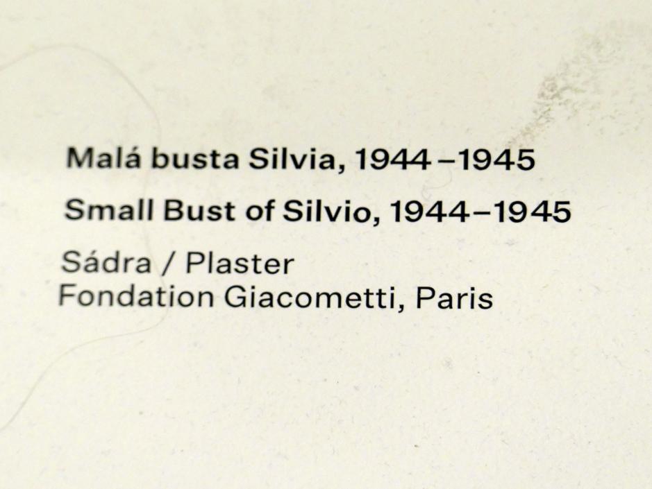 Alberto Giacometti (1914–1965), Kleine Büste von Silvio, Prag, Nationalgalerie im Messepalast, Ausstellung "Alberto Giacometti" vom 18.07.-01.12.2019, Zurück zum Modell, 1944–1945, Bild 2/2