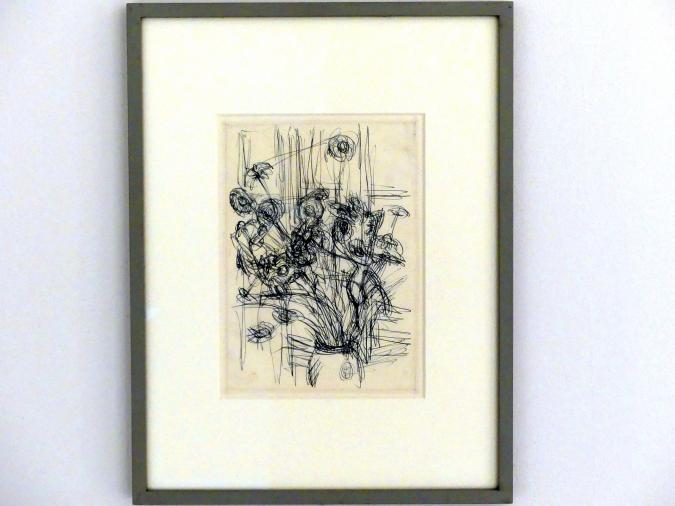 Alberto Giacometti (1914–1965), Blumenstrauss in einer Vase, Prag, Nationalgalerie im Messepalast, Ausstellung "Alberto Giacometti" vom 18.07.-01.12.2019, Figuren im Raum, um 1952
