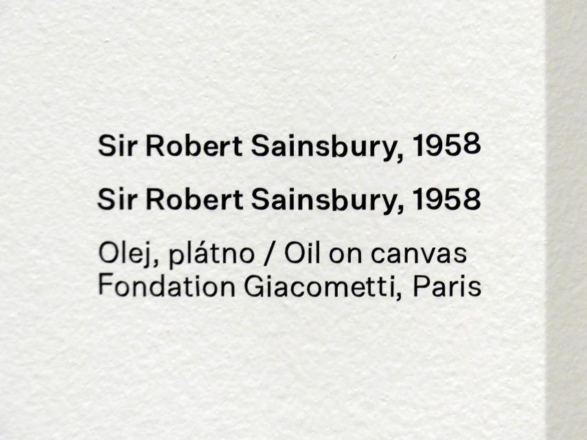 Alberto Giacometti (1914–1965), Sir Robert Sainsbury, Prag, Nationalgalerie im Messepalast, Ausstellung "Alberto Giacometti" vom 18.07.-01.12.2019, Porträts, 1958, Bild 2/2