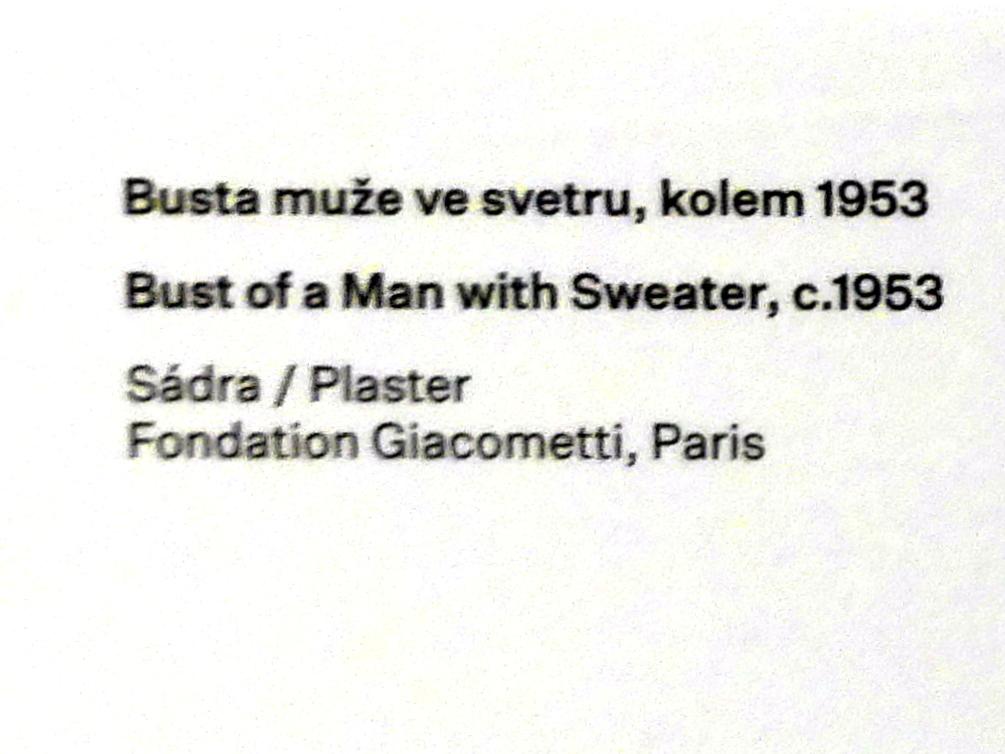 Alberto Giacometti (1914–1965), Büste eines Mannes mit Pullover, Prag, Nationalgalerie im Messepalast, Ausstellung "Alberto Giacometti" vom 18.07.-01.12.2019, Kleine Skulpturen, um 1953, Bild 3/5