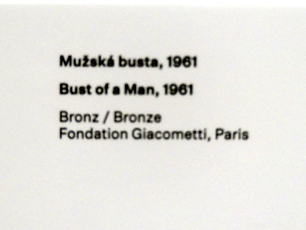 Alberto Giacometti (1914–1965), Büste eines Mannes, Prag, Nationalgalerie im Messepalast, Ausstellung "Alberto Giacometti" vom 18.07.-01.12.2019, Kleine Skulpturen, 1961, Bild 3/3