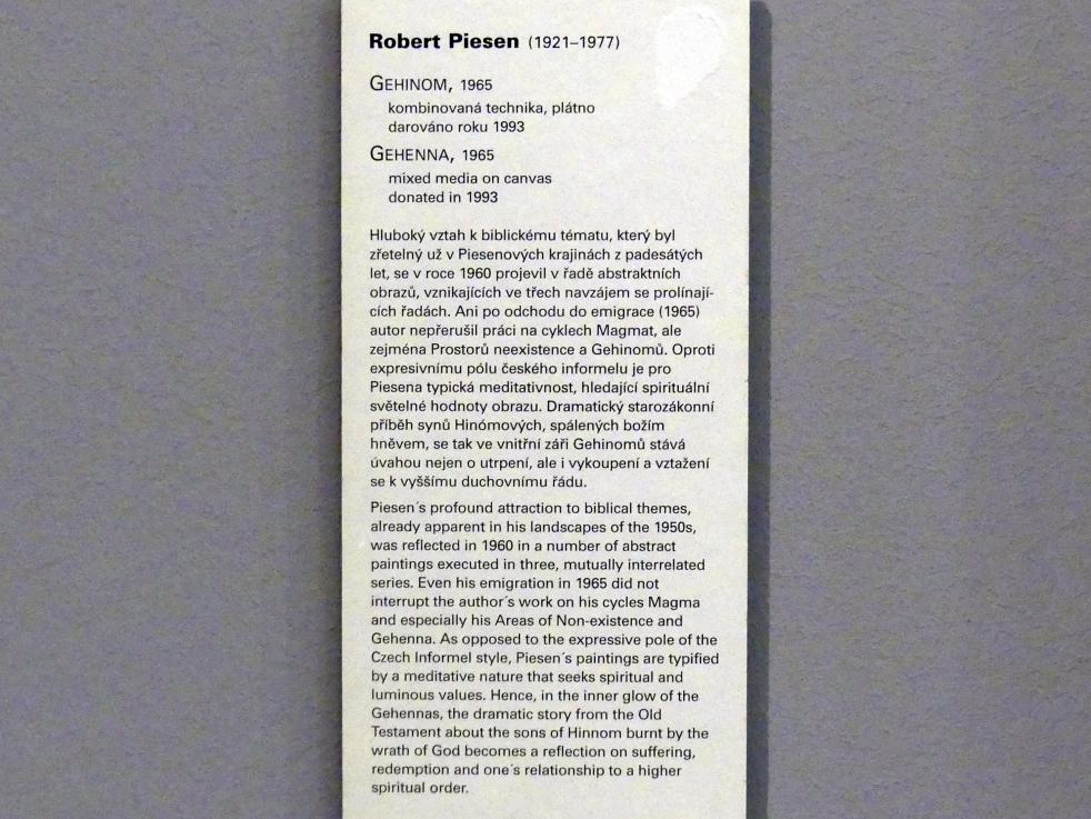 Robert Piesen (1963–1965), Gehinnom, Prag, Nationalgalerie im Messepalast, Moderne Kunst, 1965, Bild 2/2