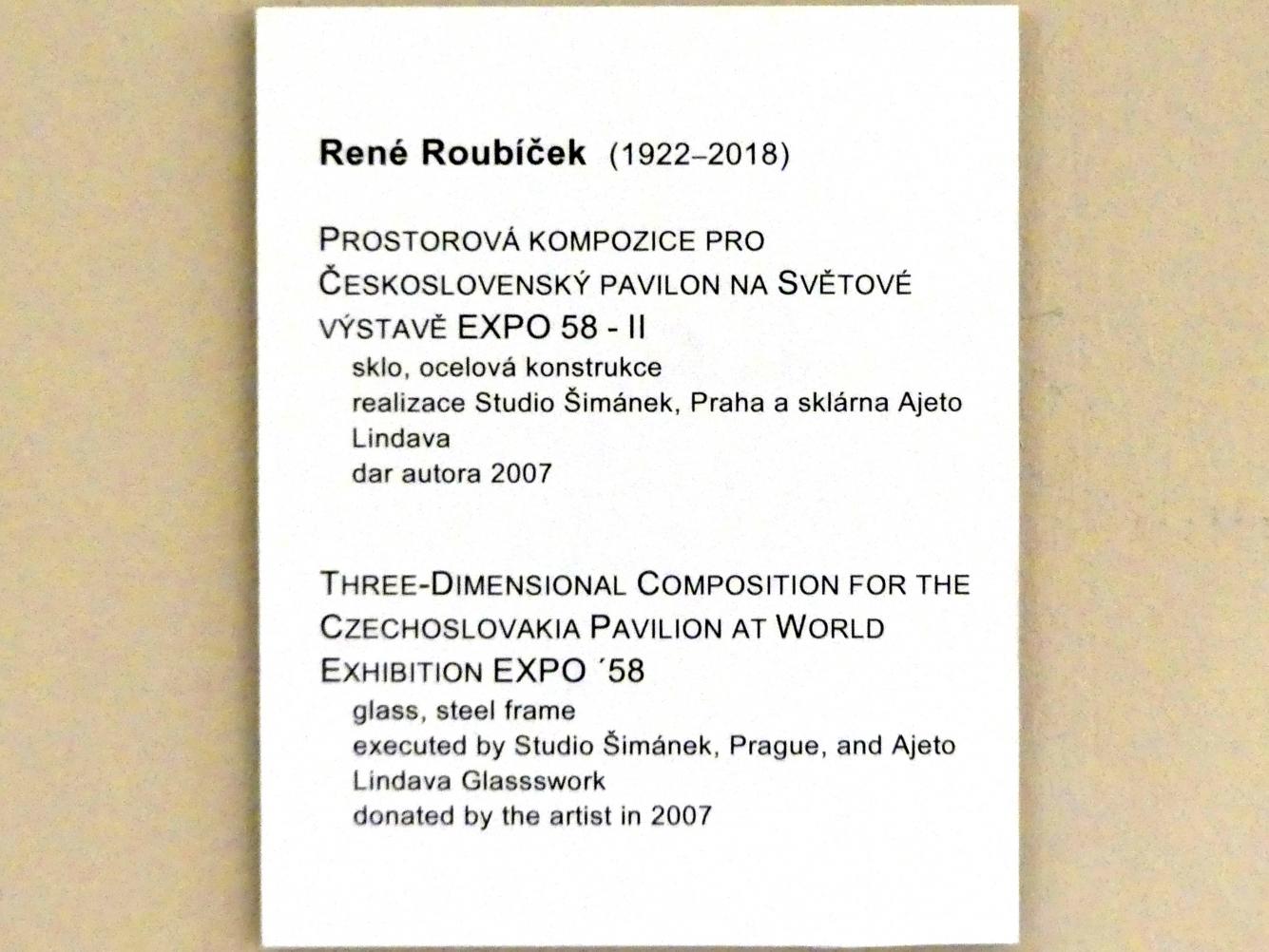 René Roubíček (1958), Dreidimensionale Komposition für den tschechoslowakischen Pavillon auf der Weltausstellung EXPO 1958, Prag, Nationalgalerie im Messepalast, Moderne Kunst, 1958, Bild 8/9