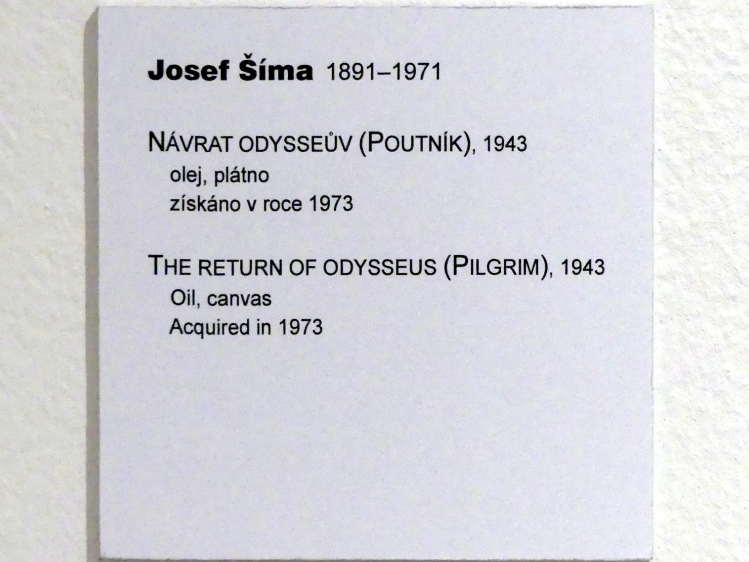 Josef Šíma (1922–1943), Odysseus’ Heimkehr (Pilger), Prag, Nationalgalerie im Messepalast, Moderne Kunst, 1943, Bild 2/2
