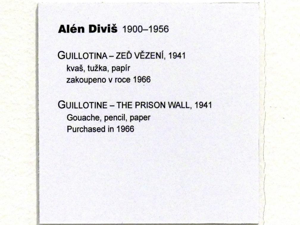 Alén Diviš (1941–1948), Guillotine - Gefängnismauer, Prag, Nationalgalerie im Messepalast, Moderne Kunst, 1941, Bild 2/2