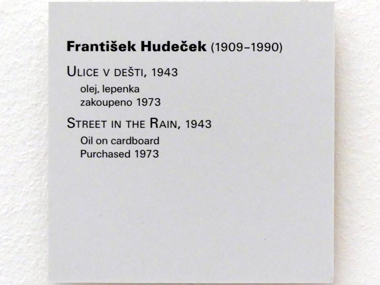 František Hudeček (1931–1943), Straße im Regen, Prag, Nationalgalerie im Messepalast, Moderne Kunst, 1943, Bild 2/2