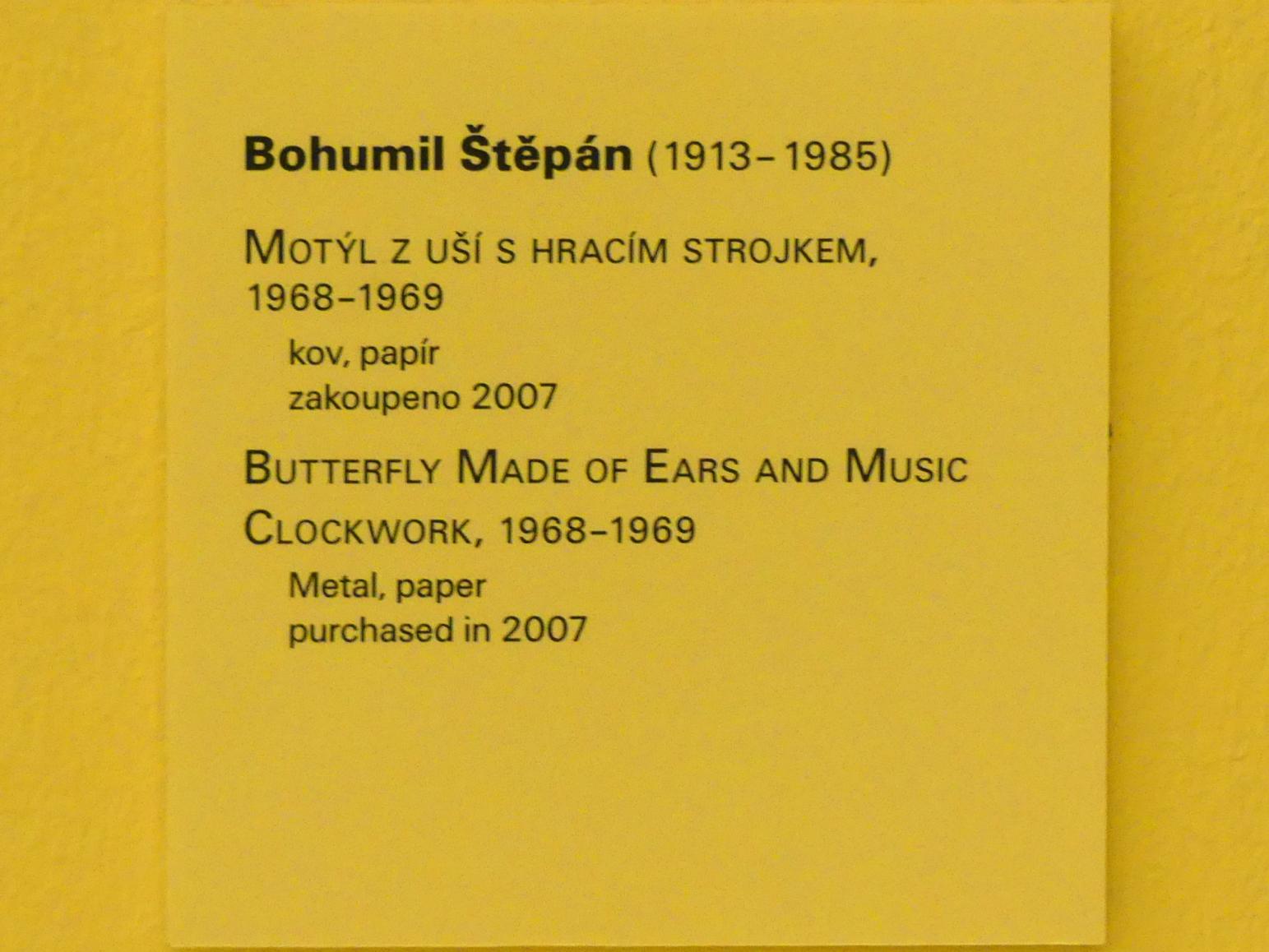 Bohumil Štěpán (1961–1968), Schmetterling aus Ohren und Spieluhr, Prag, Nationalgalerie im Messepalast, Moderne Kunst, 1968–1969, Bild 2/2