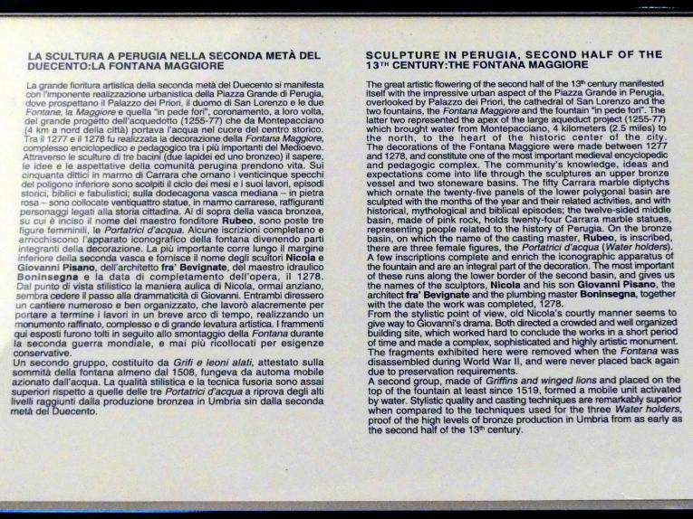 Niccolò Pisano (Nicola Pisano) (1266–1278), Wolf mit Romulus und Remus und deren Mutter Rhea Silvia, Perugia, Fontana Maggiore, jetzt Perugia, Nationalgalerie von Umbrien (Galleria nazionale dell'Umbria), 01: Nicola a Giovanni Pisano, Arnolfo di Cambio, 1278, Bild 4/4
