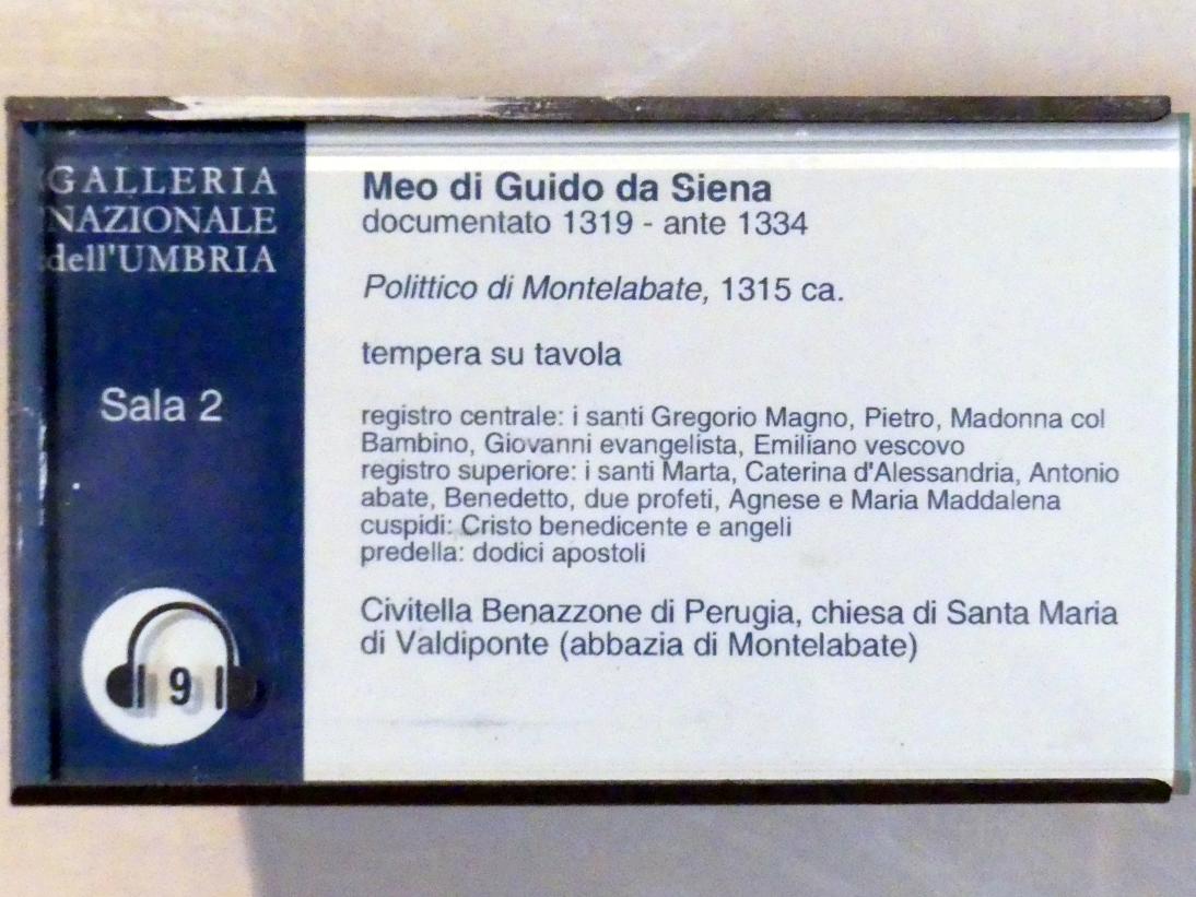 Meo di Siena (Meo da Guido da Siena) (1309–1331), Polyptychon von Montelabate, Montelabate, Santa Maria di Valdiponte, jetzt Perugia, Nationalgalerie von Umbrien (Galleria nazionale dell'Umbria), 02: Duccio di Boninsegna, um 1315, Bild 2/2