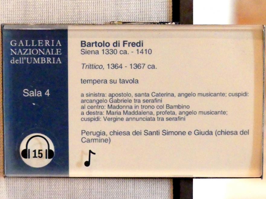 Bartolo di Fredi (1365–1390), Triptychon, Perugia, chiesa dei Santi Simone e Giuda, jetzt Perugia, Nationalgalerie von Umbrien (Galleria nazionale dell'Umbria), 04: Giovanni di Bonino, Maestro di Paciano, Maestro della Dormitio di Terni, um 1364–1367, Bild 2/2