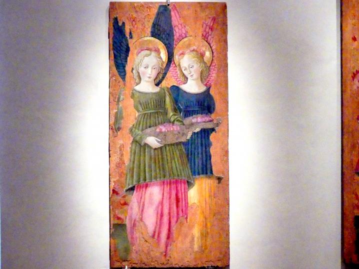 Benedetto Bonfigli (1448–1467), Engel, die Rosen anbieten, Perugia, Chiesa di San Francesco al Prato, jetzt Perugia, Nationalgalerie von Umbrien (Galleria nazionale dell'Umbria), 14: Benedetto Bonfigli, 1466, Bild 4/6