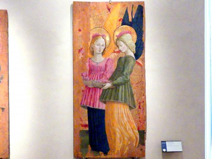Benedetto Bonfigli (1448–1467), Engel, die Rosen anbieten, Perugia, Chiesa di San Francesco al Prato, jetzt Perugia, Nationalgalerie von Umbrien (Galleria nazionale dell'Umbria), 14: Benedetto Bonfigli, 1466, Bild 5/6