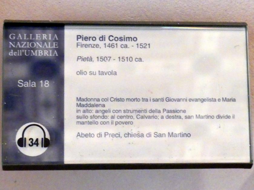 Piero di Cosimo (1481–1512), Pietà, Abeto di Preci, Chiesa San Martino, jetzt Perugia, Nationalgalerie von Umbrien (Galleria nazionale dell'Umbria), 18: Luca Signorelli, Bartolomeo Caporali, um 1507–1510, Bild 2/2
