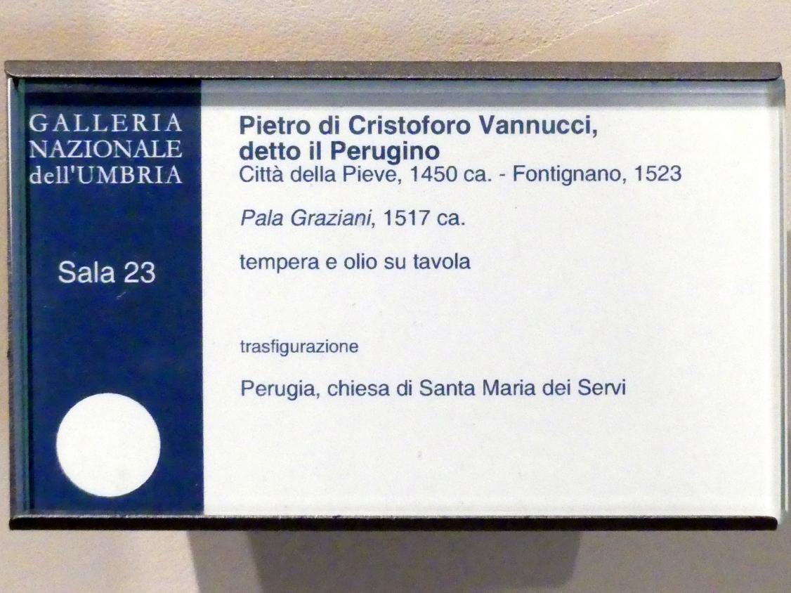 Pietro Perugino (Pietro di Cristoforo Vannucci) (1474–1517), Verklärung des Herrn, Perugia, Chiesa di Santa Maria dei Servi, jetzt Perugia, Nationalgalerie von Umbrien (Galleria nazionale dell'Umbria), 23: Perugino, um 1517, Bild 2/2