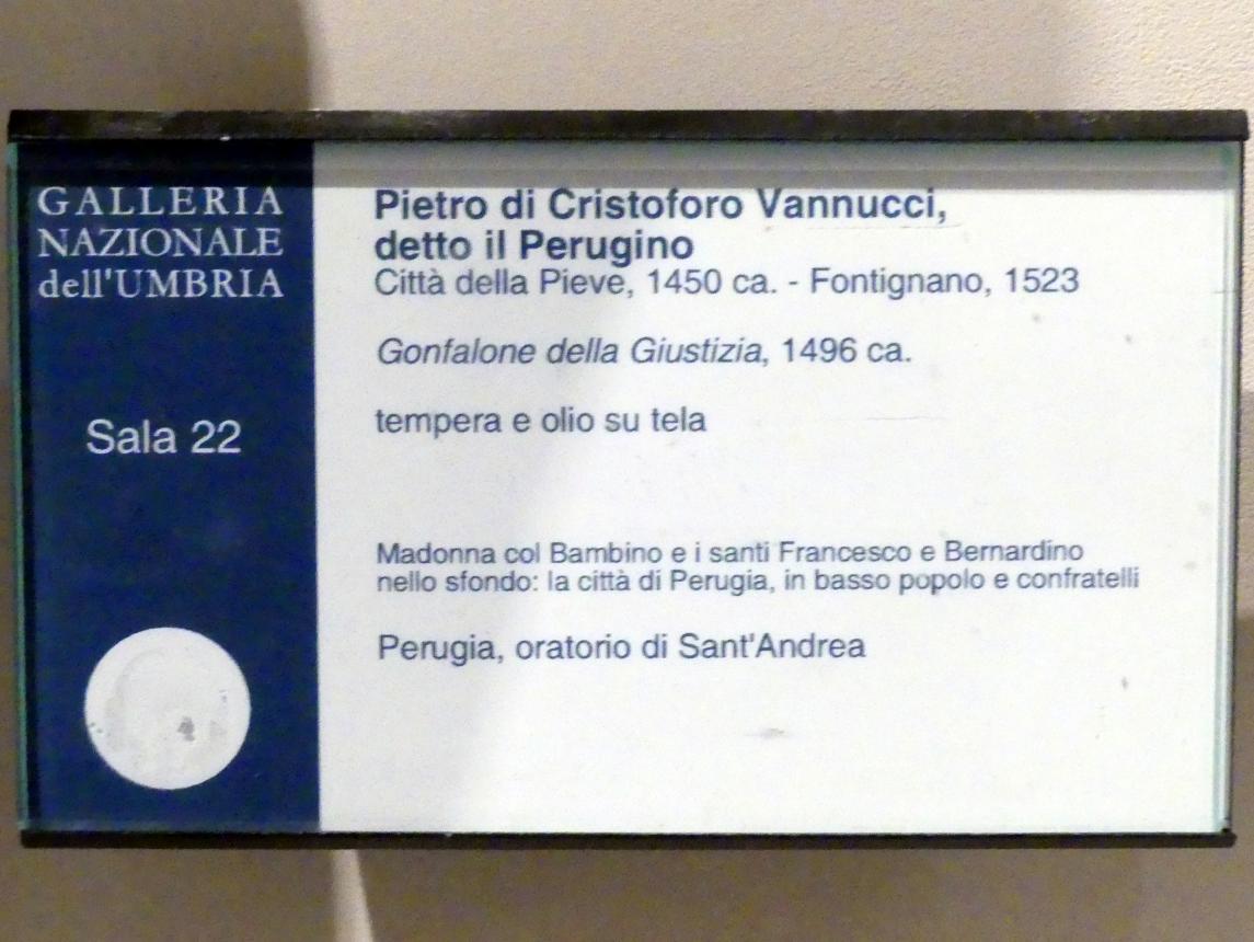 Pietro Perugino (Pietro di Cristoforo Vannucci) (1474–1517), Banner der Gerechtigkeit, Perugia, Nationalgalerie von Umbrien (Galleria nazionale dell'Umbria), 23: Perugino, um 1496, Bild 2/2