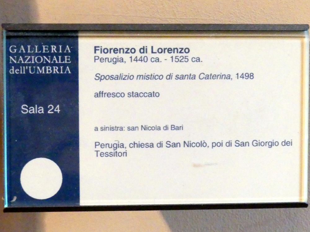 Fiorenzo di Lorenzo (1476–1522), Mystische Vermählung der Heiligen Katharina von Alexandrien, Perugia, Chiesa San Nicolò, jetzt Perugia, Nationalgalerie von Umbrien (Galleria nazionale dell'Umbria), 24: Bernardino di Betto detto Pinturicchio, 1498, Bild 2/2