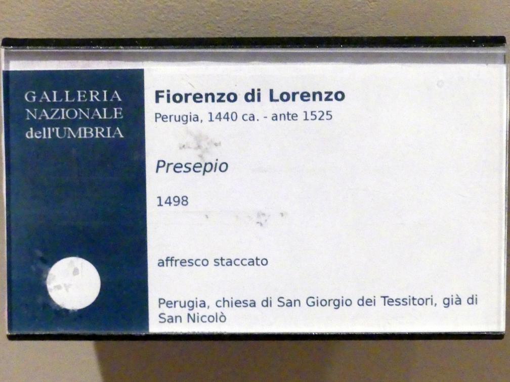 Fiorenzo di Lorenzo (1476–1522), Christi Geburt, Perugia, Chiesa San Nicolò, jetzt Perugia, Nationalgalerie von Umbrien (Galleria nazionale dell'Umbria), 24: Bernardino di Betto detto Pinturicchio, 1498, Bild 2/2