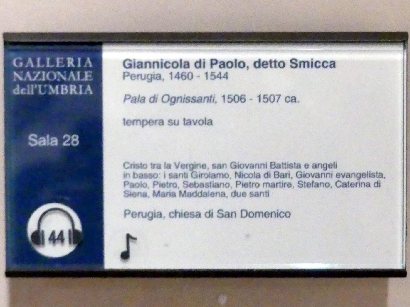Giannicola di Paolo (Smicca) (1493–1512), Allerheiligen-Tafel, Perugia, San Domenico, jetzt Perugia, Nationalgalerie von Umbrien (Galleria nazionale dell'Umbria), 28: Berto di Giovanni, um 1506–1507, Bild 2/2