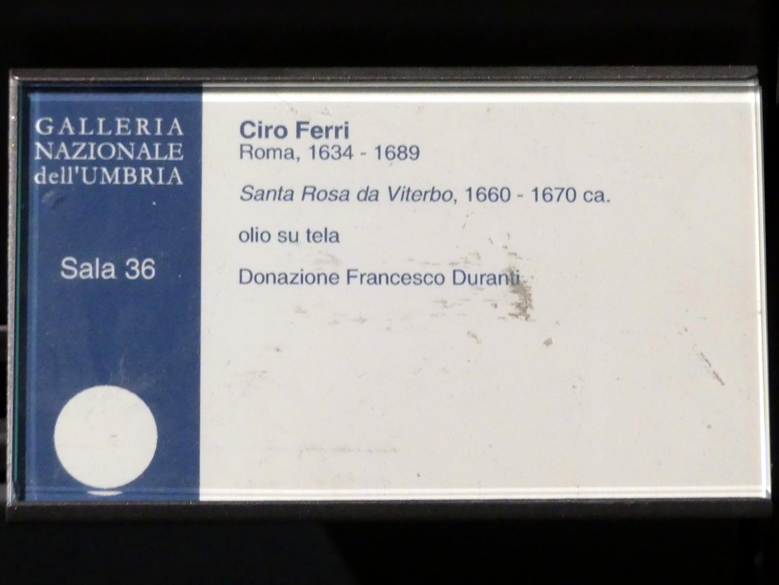 Ciro Ferri (1650–1665), Heilige Rosa von Viterbo, Perugia, Nationalgalerie von Umbrien (Galleria nazionale dell'Umbria), 36: Pietro da Cortona, Andrea Sacchi, Francesco Mochi, um 1660–1670, Bild 2/2