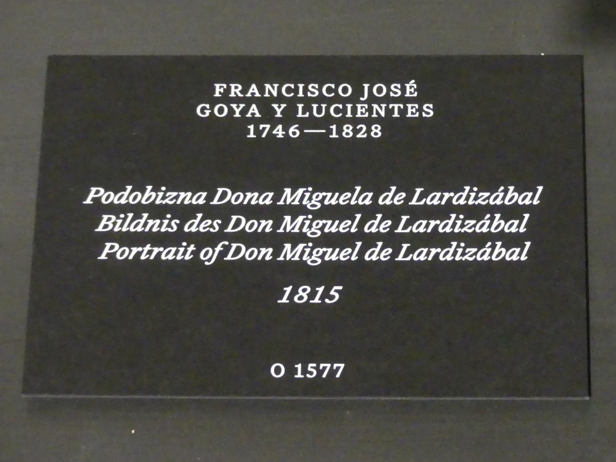 Francisco de Goya (Francisco José de Goya y Lucientes) (1779–1820), Bildnis des Don Miguel de Lardizábal, Prag, Nationalgalerie im Palais Schwarzenberg, Erdgeschoss, Saal 3, 1815, Bild 2/4