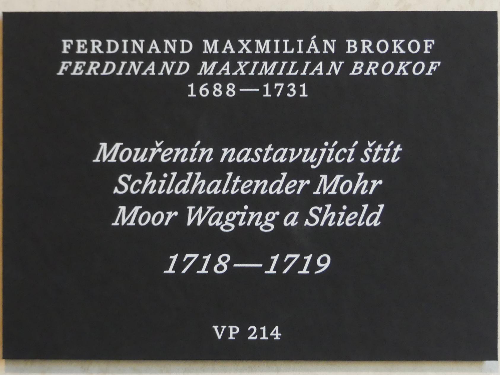 Ferdinand Maximilian Brokoff (1707–1731), Schildhaltender Mohr, Prag, Nationalgalerie im Palais Schwarzenberg, Erdgeschoss, Vorhalle, 1718–1719, Bild 4/4