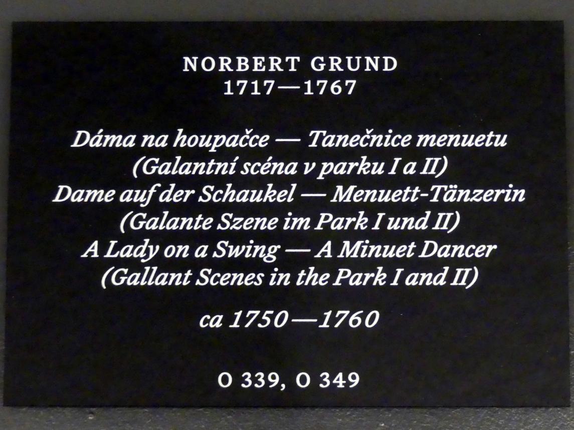 Norbert Grund (1751–1755), Menuett-Tänzerin (Galante Szene im Park II), Prag, Nationalgalerie im Palais Schwarzenberg, 1. Obergeschoss, Saal 2, um 1750–1760, Bild 2/2