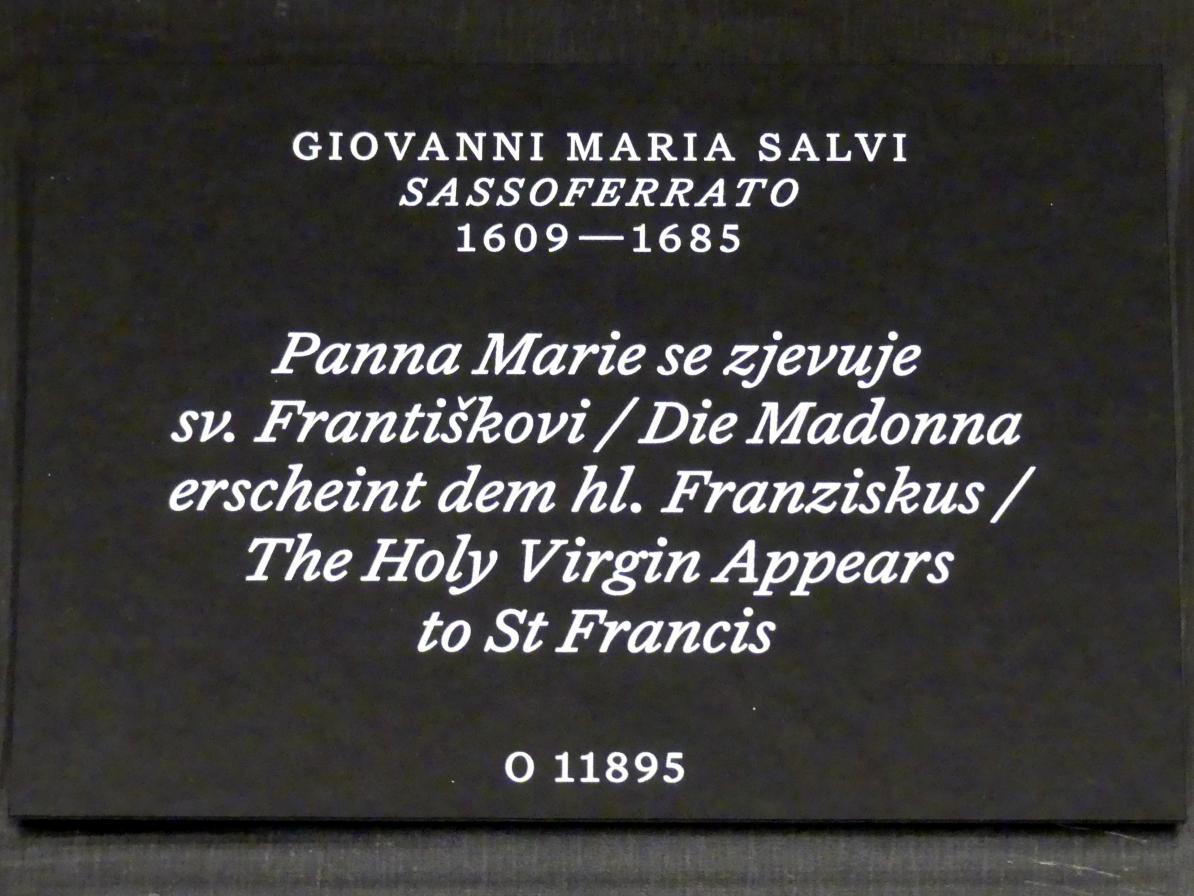 Giovanni Battista Salvi (Sassoferrato) (1638–1672), Die Madonna erscheint dem hl. Franziskus, Prag, Nationalgalerie im Palais Schwarzenberg, 1. Obergeschoss, Saal 3, Undatiert, Bild 2/2