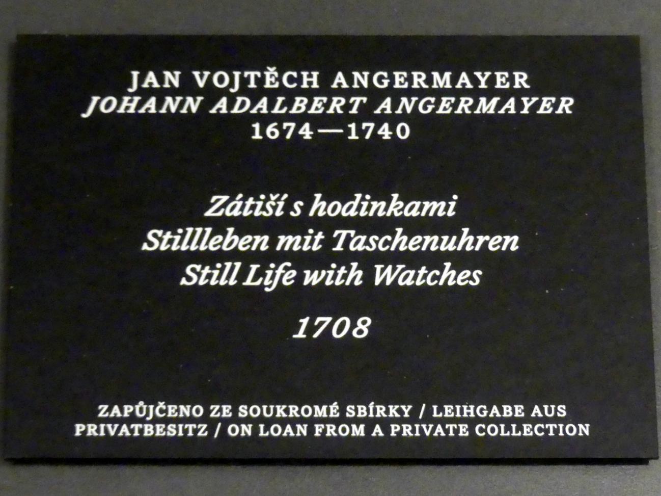 Johann Adalbert Angermayer (1708–1735), Stillleben mit Taschenuhren, Prag, Nationalgalerie im Palais Schwarzenberg, 1. Obergeschoss, Saal 4, 1708, Bild 2/2