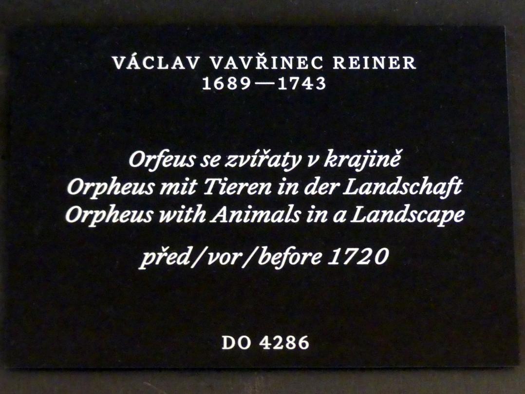 Wenzel Lorenz Reiner (1719–1739), Orpheus mit Tieren in der Landschaft, Prag, Nationalgalerie im Palais Schwarzenberg, 1. Obergeschoss, Saal 5, vor 1720, Bild 2/2