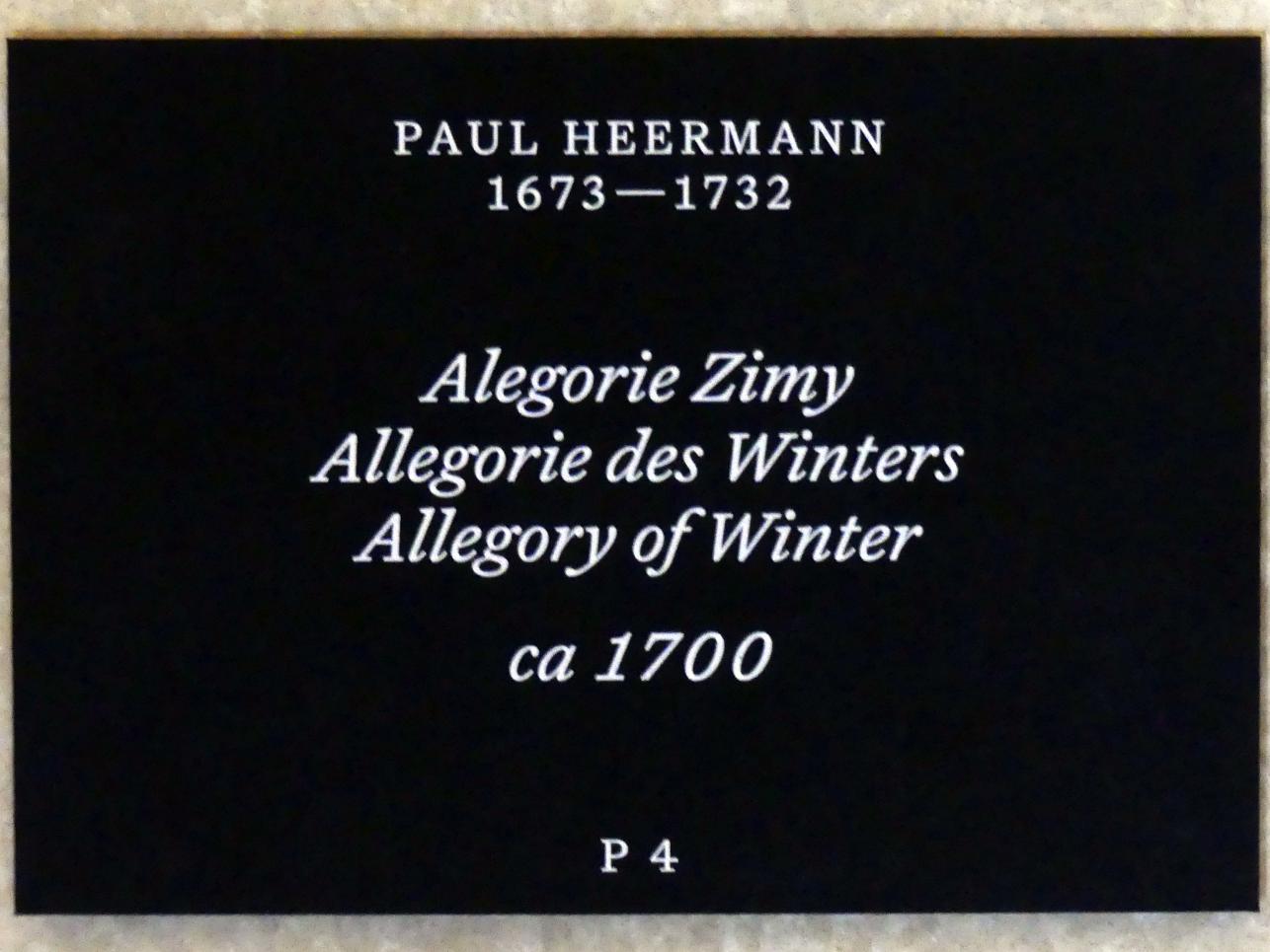 Paul Heermann (1700–1725), Allegorie des Winters, Prag, Nationalgalerie im Palais Schwarzenberg, 1. Obergeschoss, Saal 5, um 1700, Bild 5/5