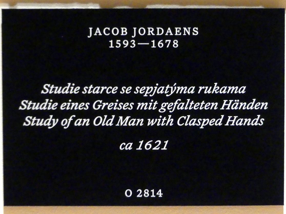 Jacob Jordaens (1615–1665), Studie eines Greises mit gefalteten Händen, Prag, Nationalgalerie im Palais Schwarzenberg, 1. Obergeschoss, Durchgang 3, um 1621, Bild 2/2