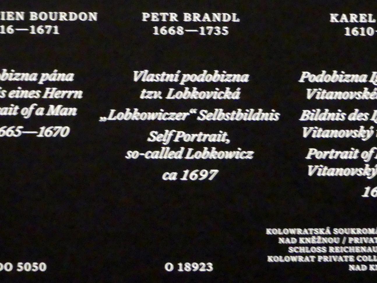 Peter Johann Brandl (1697–1728), "Lobkowitzer Selbstbildnis", Prag, Nationalgalerie im Palais Schwarzenberg, 1. Obergeschoss, Saal 7, um 1697, Bild 2/2