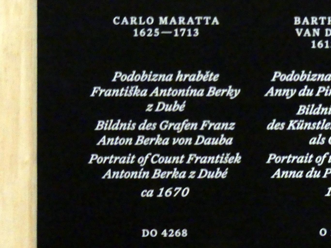 Carlo Maratta (1657–1704), Bildnis des Grafen Franz Anton Berka von Dauba, Prag, Nationalgalerie im Palais Schwarzenberg, 1. Obergeschoss, Saal 7, um 1670, Bild 2/2
