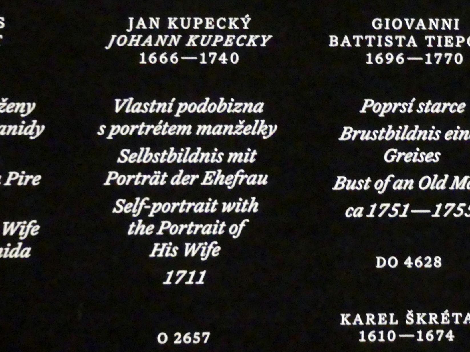 Johann Kupetzky (1690–1734), Selbstbildnis mit Porträt der Ehefrau, Prag, Nationalgalerie im Palais Schwarzenberg, 1. Obergeschoss, Saal 7, 1711, Bild 2/2