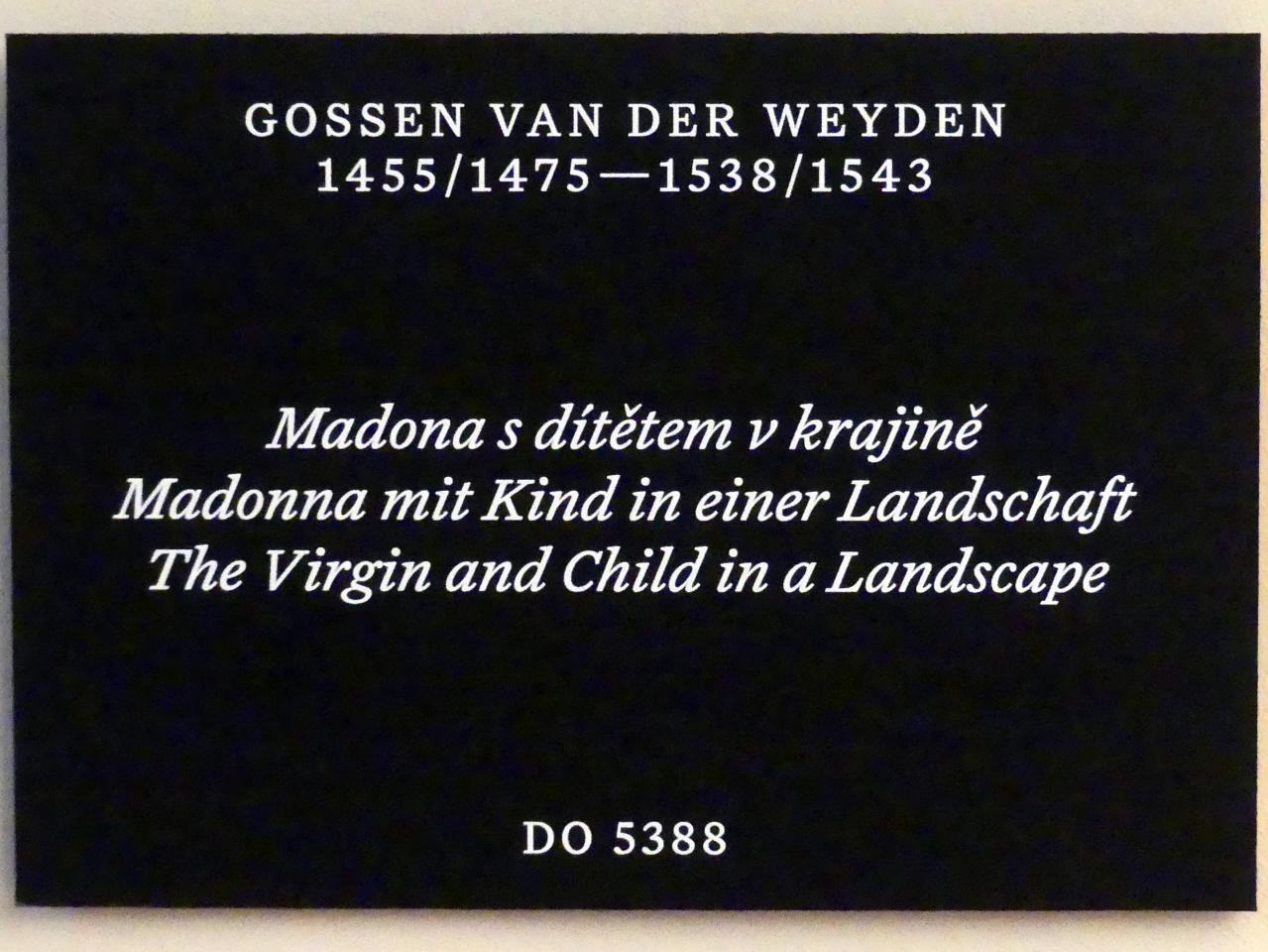 Goossen (Goswin) van der Weyden (1513), Madonna mit Kind in einer Landschaft, Prag, Nationalgalerie im Palais Schwarzenberg, 2. Obergeschoss, Saal 1, Undatiert, Bild 2/2