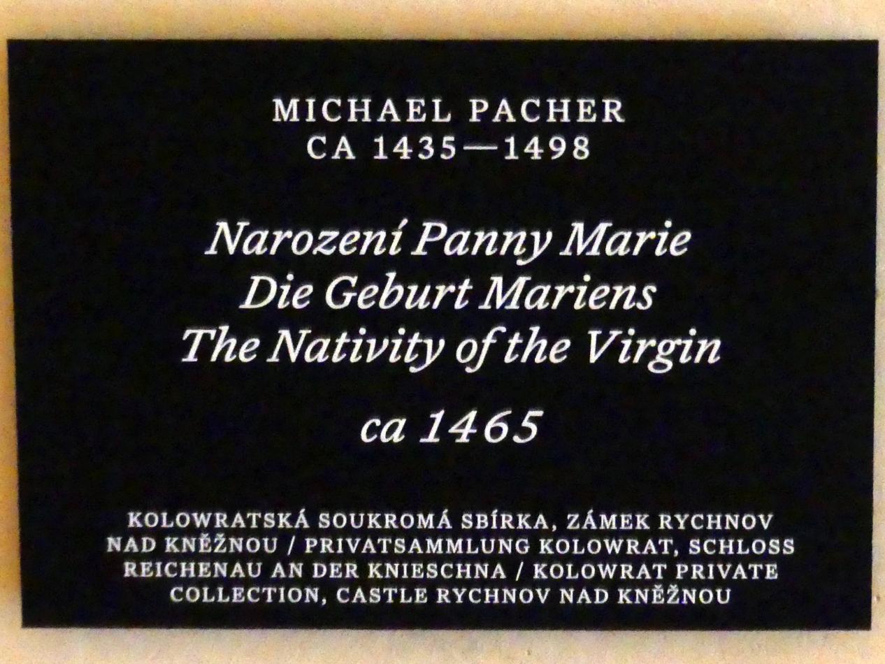 Michael Pacher (1461–1497), Die Geburt Mariens, Prag, Nationalgalerie im Palais Schwarzenberg, 2. Obergeschoss, Saal 2, um 1465, Bild 2/2