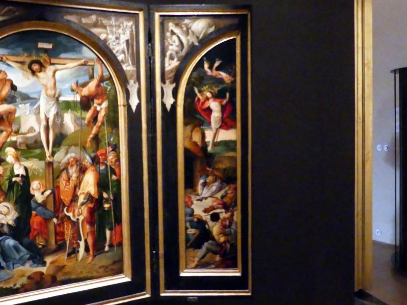 Cornelis Engebrechtsz (1501–1522), Triptychon mit Kreuztragung, Kreuzigung und Auferstehung, Prag, Nationalgalerie im Palais Schwarzenberg, 2. Obergeschoss, Saal 2, Undatiert, Bild 3/4