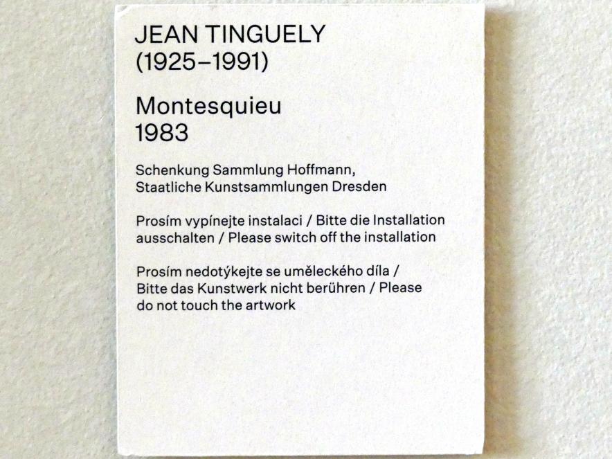Jean Tinguely (1954–1990), Montesquieu, Prag, Nationalgalerie im Salm-Palast, Ausstellung "Möglichkeiten des Dialogs" vom 02.12.2018-01.12.2019, Saal 8, 1983, Bild 3/3
