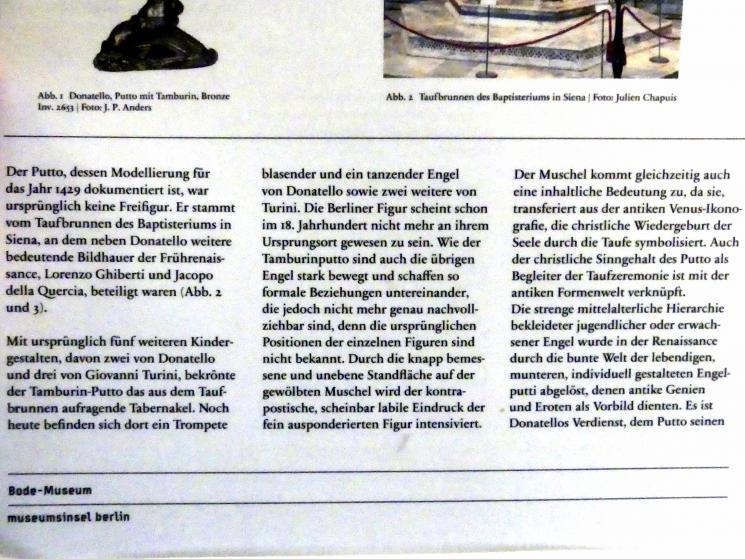 Donatello (1412–1466), Putto mit Tamburin, Siena, Baptisterium, jetzt Berlin, Bode-Museum, Basilika, 1428–1429, Bild 6/7
