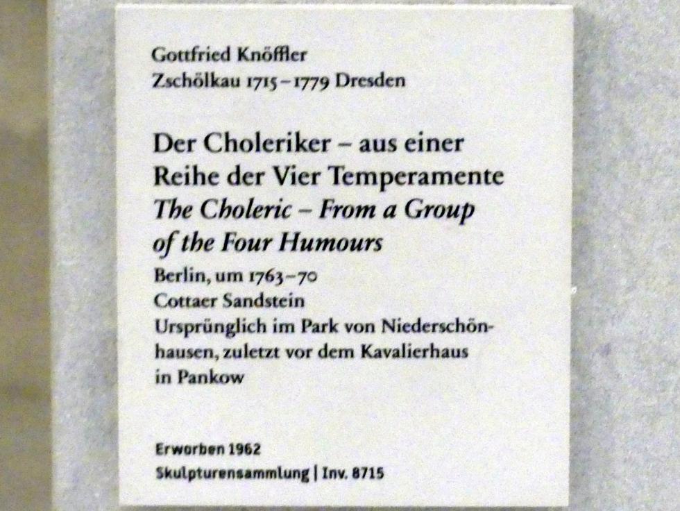 Johann Gottfried Knöffler (1757–1766), Der Choleriker - aus einer Reihe der Vier Temperamente, Berlin, Schloss Schönhausen, jetzt Berlin, Bode-Museum, Kleine Kuppel, um 1763–1770, Bild 3/3