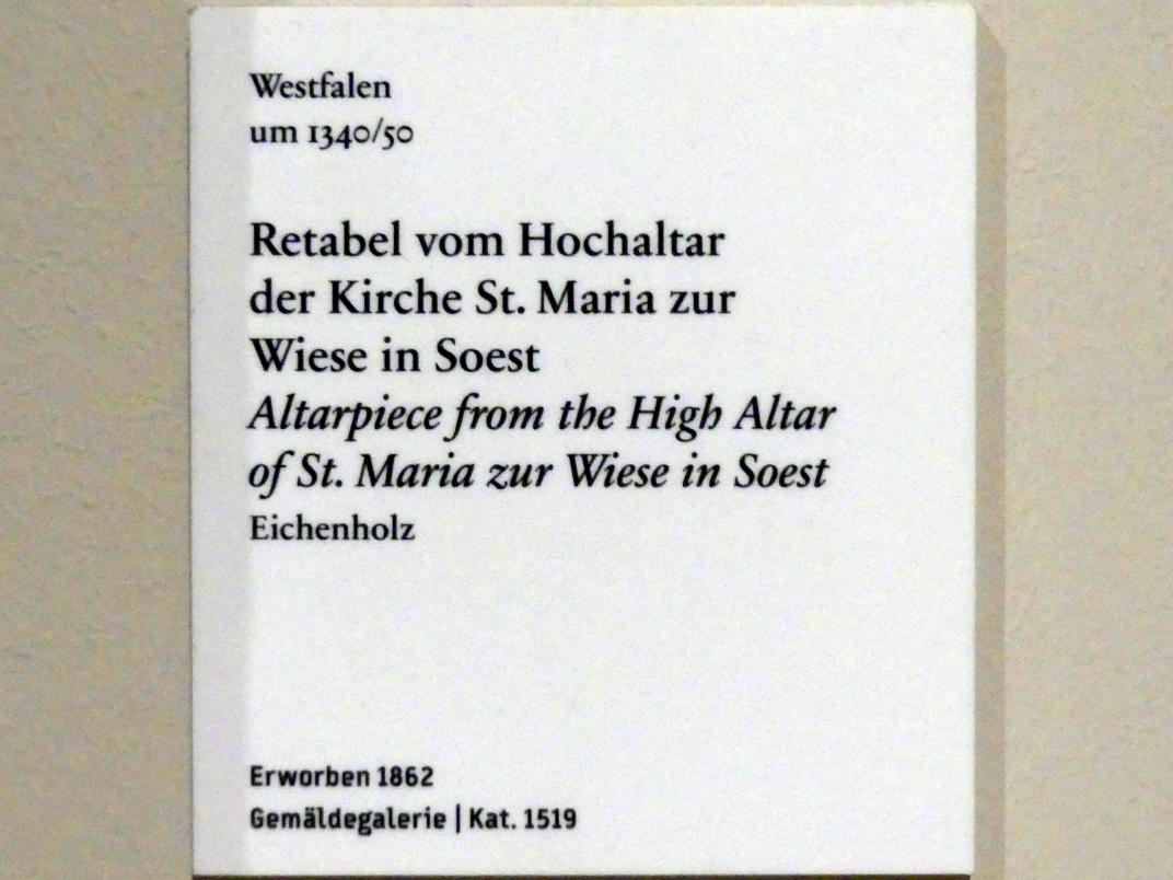 Retabel vom Hochaltar der Kirche St. Maria zur Wiese in Soest, Soest, Kirche St. Maria zur Wiese, jetzt Berlin, Bode-Museum, Saal 111, um 1340–1350, Bild 2/2