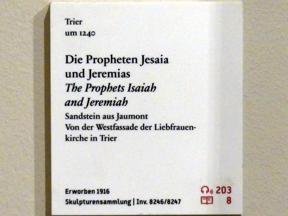 Die Propheten Jesaia und Jeremias, Trier, Liebfrauenkirche, jetzt Berlin, Bode-Museum, Saal 111, um 1240, Bild 4/4
